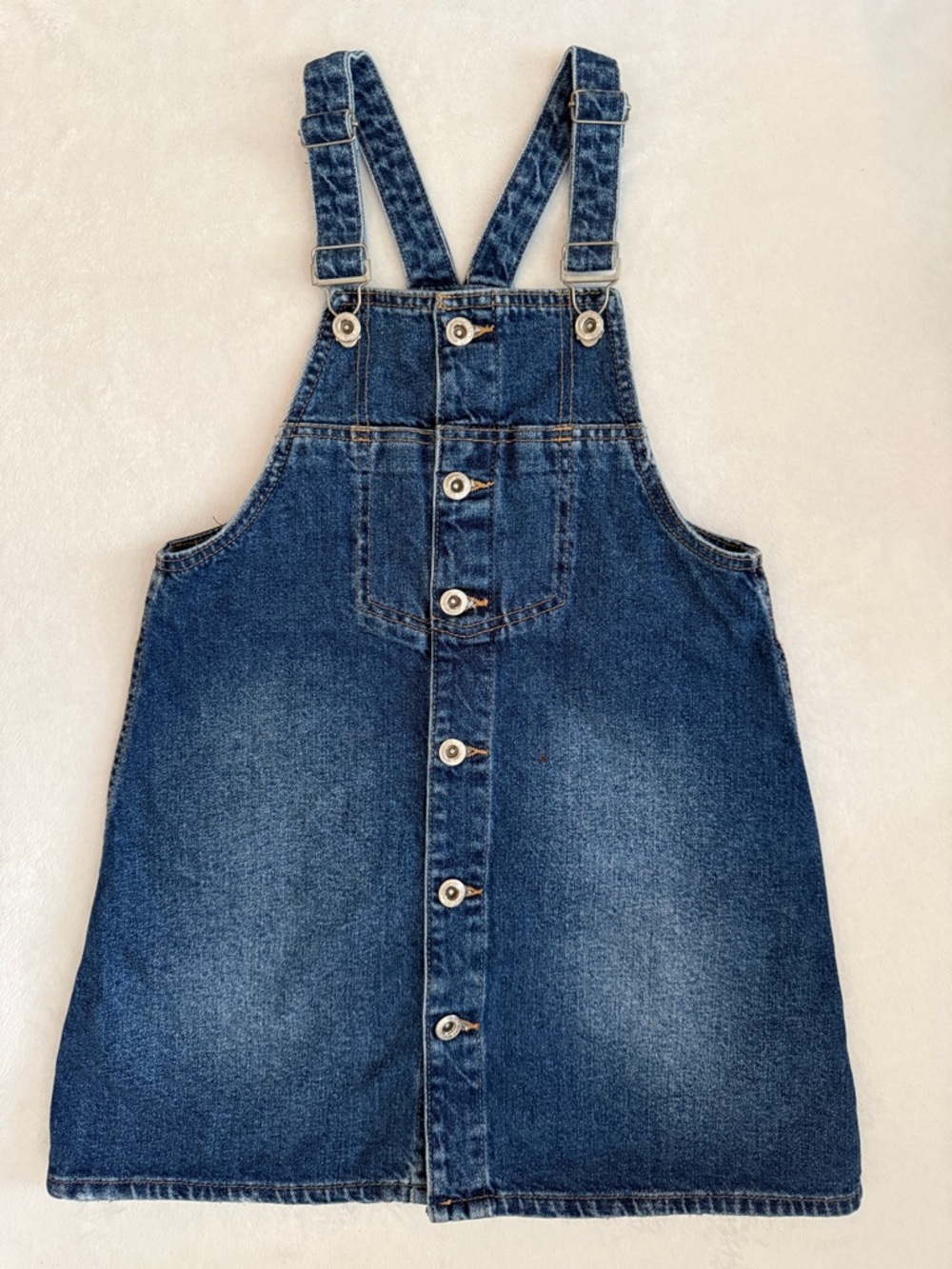 Zara | Dungaree Denim Button Front Overall Jean Jumper Dress Made in Egypt (10)